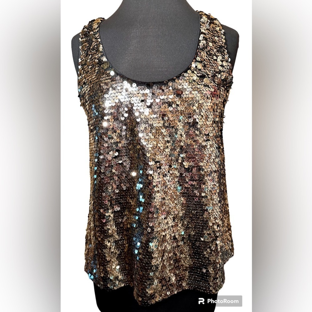 Guess size medium racerback gold and black sequin top
